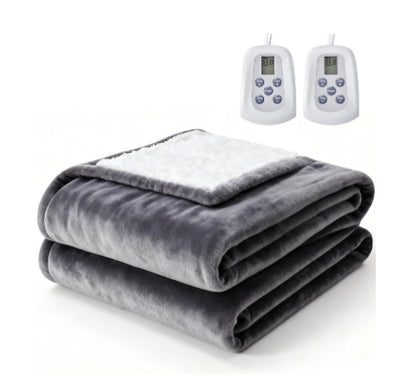 Electric Heated Blanket — Dual-Zone Control, 10 Heat Levels, Flannel Sherpa Comfort, Auto Shut-Off