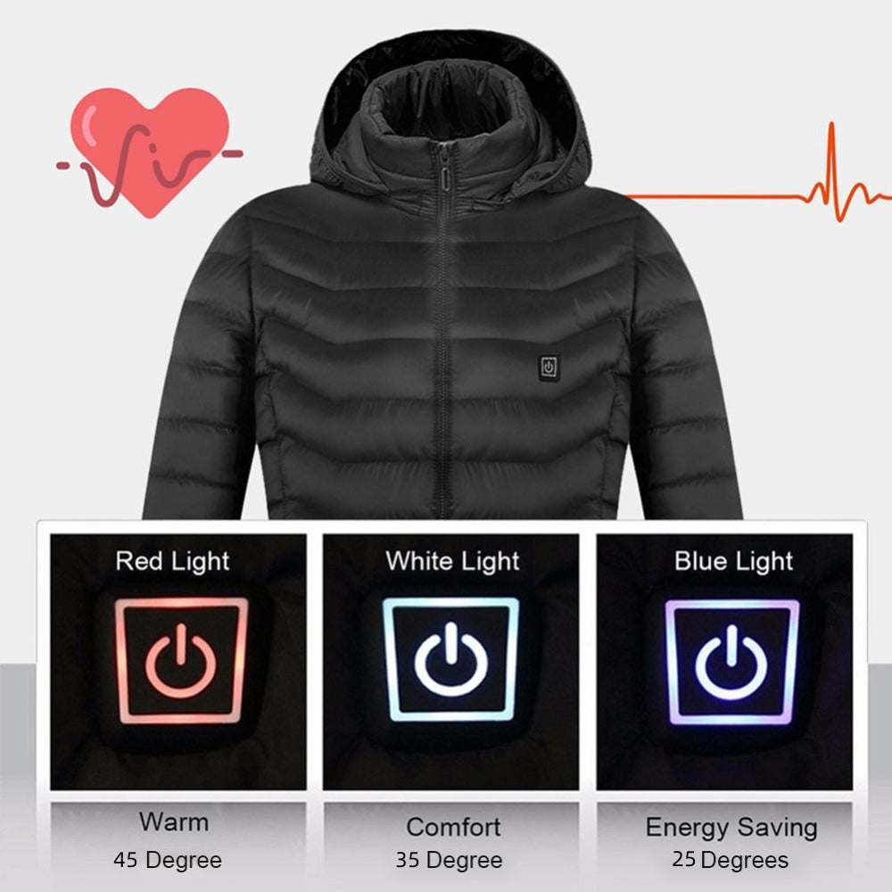 Winter Heated Jacket USB Electric Cotton Coat Zip-up Heater Thermal Clothing Heating Vest UNISEX