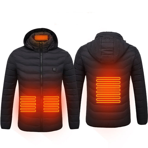Winter Heated Jacket USB Electric Cotton Coat Zip-up Heater Thermal Clothing Heating Vest UNISEX