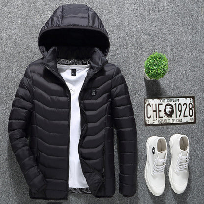 Winter Heated Jacket USB Electric Cotton Coat Zip-up Heater Thermal Clothing Heating Vest UNISEX