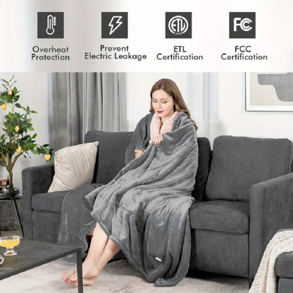 Electric Heated Blanket — Dual-Zone Control, 10 Heat Levels, Flannel Sherpa Comfort, Auto Shut-Off