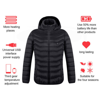 Winter Heated Jacket USB Electric Cotton Coat Zip-up Heater Thermal Clothing Heating Vest UNISEX