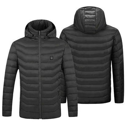 Winter Heated Jacket – USB Rechargeable Smart Thermal Coat with 8 Adjustable Heating Zones for Outdoor Cold Weather