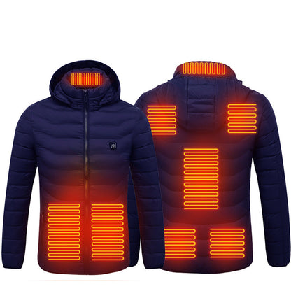 Winter Heated Jacket USB Electric Cotton Coat Zip-up Heater Thermal Clothing Heating Vest UNISEX