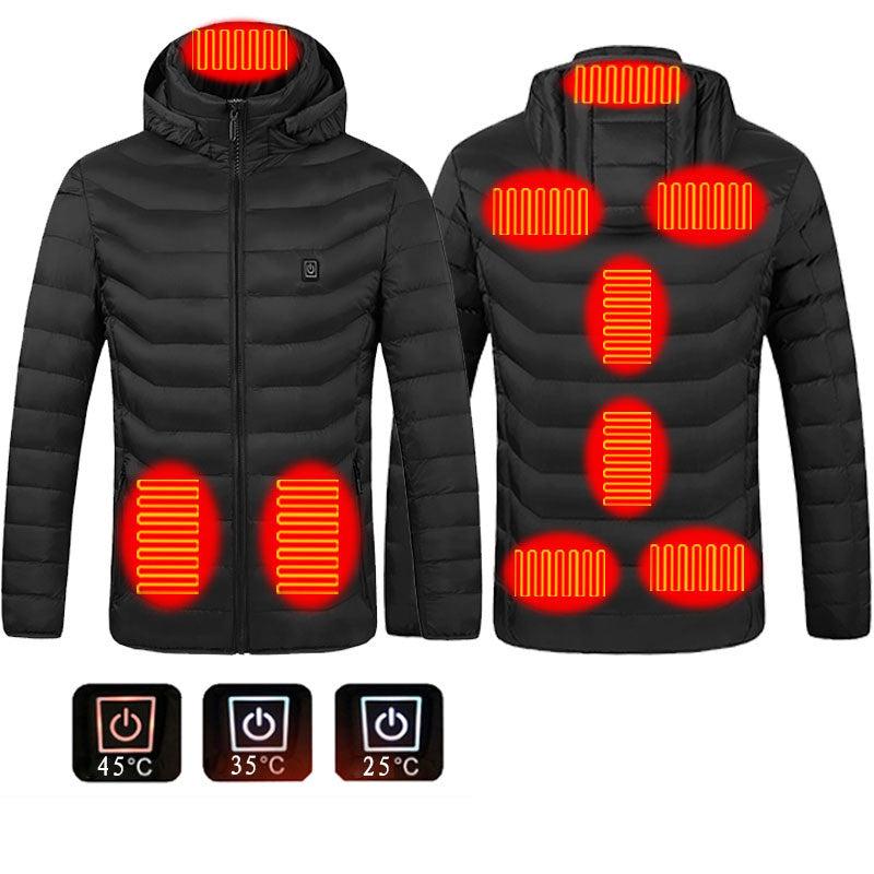 Winter Heated Jacket USB Electric Cotton Coat Zip-up Heater Thermal Clothing Heating Vest UNISEX